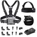 TEKCAM Action Camera Head Strap Chest Mount Strap Backpack Clip Mount Wrist Strap Accessories Set Compatible with Gopro Hero 12 11 10 9 8 7/AKASO EK7000/Vemont/Dragon Touch/Apexcam Action Cameras