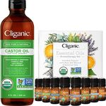 Cliganic Organic Castor Oil with Top 8 Essential Oils Set