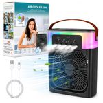 MIKANIX Arctic Air Cooler Portable AC Fan | Mini Desk Cooler with 3 Wind Speeds, 3 Spray Modes & 7 Color Night Light for Home and Travel (Black)