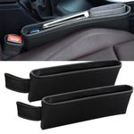 SuperKaKa 2 Pcs Leather Car Seat Gap Filler Organizer 2024 Update, Universal PU Anti-Leak-Proof Box Auto Seats Console Side Storage,Car Interior Accessories for Wallet Coin Key Phone Glasses(Black)