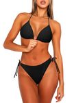 Navneet Women 2 Piece Bikini Sets Push Up Triangle Bikini Top Sexy Cheeky Bikini Bottoms Beach Swimsuit Swimming Costume Black M