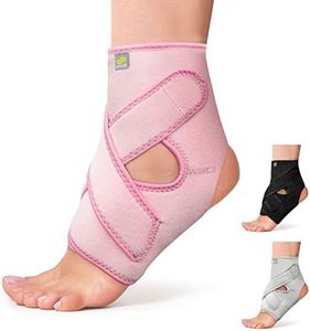 Bracoo Ankle Support, Compression Brace for Arthritis, Pain Relief, Sprains, Sports Injuries and Recovery, Breathable Neoprene Sleeve, FS10 (Pink, S/M)