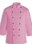 UNISIM Full Sleeve Button Stud Solid Chef Coat For Men (3XL, Pink)