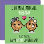 Stuff4 Cute Bronze Anniversary Card for Husband - 8 Years Together - Happy 8th Wedding Anniversary Cards for Husband from Wife, 5.7 x 5.7 Inch Greeting Cards for Eighth Anniversaries