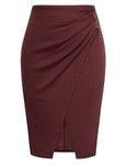 GRACE KARIN Womens Plus Size Plain Bodycon Pencil Ladies Stretch Office Midi Skirt for Formal Occasion Wine XL