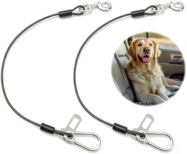 Libbipaw Dog Seat Belt for Car, 2pcs Dog Car Harness of Coated Wire Leash, Double Clip Dog Seatbelt Safety Restraint, Chew Proof Dog Tether Cable for Car, 24inch, Black