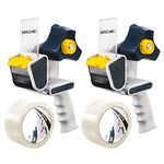 Excell Safeguard Packing Tape Dispenser (2" Wide): Retractable Blade Cover for Safety, Push Flap for Smooth Cutting, and one-Hand use. Ideal for Shipping and Carton Sealing.(2Pack)