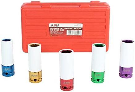 ABN 1/2in Impact Drive Lug Nut Socket 5-Piece Set – Non-Marring, Color-Coded, Thin-Walled Wheel Rim Protectors