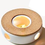 TAMUME Classic Porcelain Teapot Warmer with Safe-to-Use Cork Stand for Teapot, Tea Warmer Stand with Candle Room, Tealight Holder, Ideal for Glass Teapot, Porcelain Teapot and Ceramic Teapot (White)