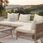 Rockin Cushions Outdoor Slip Covers | Beige Stripe | Compatible with IKEA Arholma Kuddarna Cushions | Includes 2 Arholma Pillow Covers and 2 Arholma Seat Covers - Set of 4