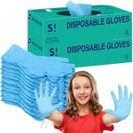 200 Pieces Kids Disposable Nitrile Gloves for 3-14 Years Kids Gloves Kids Cleaning Gloves Blue Household Cleaning Gloves No Latex for Medical, Cooking, Gardening Crafting, Painting, Cooking, Cleaning