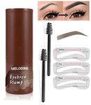 RJGUDDU Eyebrow Stamp and Eyebrow Stencil Kit - Eyebrow Stamp and Shaping Kit for Perfect Brow, 3 Eyebrow Stamp Stencils Kit and 2 Eyebrow Brushes, Long-lasting, Waterproof (Brown)