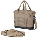 CleverMade Collapsible Cooler Bag, 30 Can Beach & Travel Car Cooler, Folding Soft Cooler, Shoulder Strap, Bottle Opener, Great Car Coolers for Travel, Cleans Easy, Leak Proof Cooler Bag [Khaki]