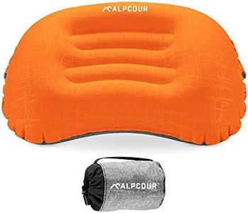 Alpcour Camping Pillow – Large, Inflatable, Ultralight Sleeping Pillow with Easy Blow Up Design, Soft Waterproof Exterior Cover and Compact Carry Case for Hiking, Backpacking, Airplane Travel & More