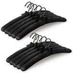 TOPIA HANGER Padded Hangers for Women Clothing,17-inch Satin Hangers 10 Pack Thick Foam Padded No Shoulder Bump for Sweaters, Coat, Blouses, Dresses-Black, CT18B-10