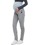 Allovxin Women's Maternity Jeans Plus Size Over The Belly Pregnancy Pants Stretch Comfy Slim Denim Joggers, Grey, XX-Large