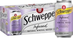 Schweppes Passionfruit & Pineapple Infused Mineral Water 375 ml (Pack of 10)