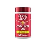 Seven Seas Cod Liver Oil Tablets With Omega-3, Fish Oil, One A Day, 4 Months Supply (120 Capsules), EPA & DHA, With High Strength Vitamin D & A