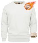 MAGCOMSEN Mens Cotton Sweatshirt Fleece Lined Sweater Thick Sherpa Lined Pullover Thermal Shirts Winter White S