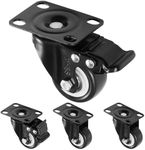 H&S Heavy Duty 2" Caster Wheels for Trolley Furniture - 4 Casters with Brakes for Outdoor Furniture – Black Furniture Casters with Double Ball Bearing Swivel Heads