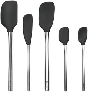 Tovolo 5-Piece Spatula Stainless Steel & Silicone Utensil Set (Black): Spatula, Spoonula, Jar Scraper, Mini Spatula, and Mini Spoonula