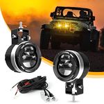 JG-AUTO 3 inch LED Driving Lights Off-road Light Pods 120W 30000LM White Yellow Fog Lights 5-Modes Round Ditch Lights with Wiring Harness for Off-road Car Motorcycle Truck SUV ATV UTV