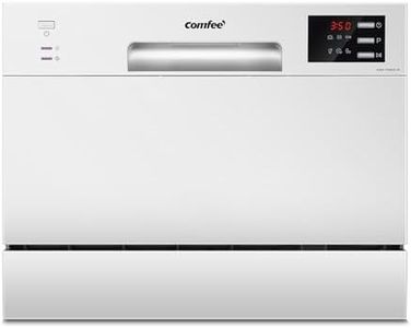 COMFEE' Table Top Dishwasher with 6 Place Settings, Mini Countertop Dishwasher for Small Families, Couples, LED display, Delay Start, 47dB Quiet Noise, White