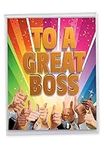 Large 8.5 x 11 Inch Greeting Card with Envelope - Big Thank You to a Great Boss, from All' - Best Boss, CEO, Manager Award Gift - Personalized Thanks and Appreciation from Staff J5862TYG-US