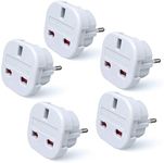 Gadgets Hut UK - 5 x UK to EU Europe European Travel Adapter suitable for France, Germany, Greece, Spain, Egypt, Turkey - Refer to Product description for Country list