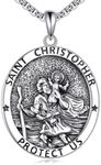 SHEAISRS St Christopher/St. Michael/Triple Moon Goddess/Tree of Life Necklace Sterling Silver Jewelry for Men Women, 21*24, Sterling Silver, No Gemstone