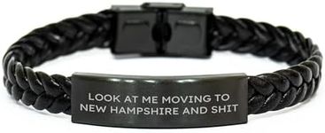 CUCOLUS Funny New Hampshire Quote Braided Leather Watch Strap Gifts for Friends Moving to the Granite State, Holidays, Christmas Memorable Presents from Friends to Family