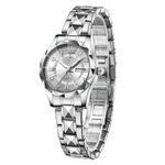 OPK men watch multi-function chronograph big face analog quartz luxury formal luminous waterproof date Roman numeral dial, 6023 women: silver strap & silver dial