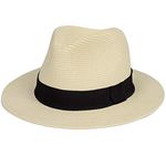 MAYLISACC Sun Hats for Men Wide Brim Panama Hat Beach Hat Straw Hats for Men Sun Protection Foldable Men Fedora Hats UPF50, Beige, Large