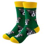 LYF STILE Staffie Dog Novelty Funny Socks - Green Yellow Cotton Blend Gift Mens Womans UK Size 5-11 - 1 Pair