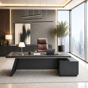Nuipesn 79" Executive L-Shaped Desk, 2" Thick Top, USB-C, Left Return