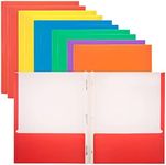 BAZIC 2 Pockets Paper Folder, 3 Metal Prongs Fastener Clips Portfolio, Letter Size Folders for Office Document Papers Organizer, Assorted Color, 100-Pack