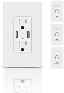 TOPELER 4Pack USB Charger in-Wall Outlet, USB Receptacle with Dual Type A Ports, 15 Amp Duplex Tamper Resistant Receptacle Plug, Screwless Wall Plate Included, UL Listed FCC Approved, White
