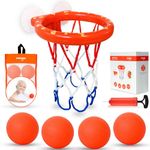 MARPPY Bath Toys, Bathtub Basketball Hoop for Toddlers Kids, Boys and Girls with 4 Soft Balls Set & Strong Suction Cup, Bathroom Slam Dunk & Fun Shooting Game, Gift for Toddler Boy or Girl