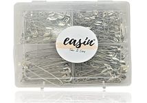 easin Safety Pins Mixed Assorted for Women & Girls Used in Saree Earrings Necklace Organizer Brooch Pins, Different Sizes (1,2,3,4) Heavy Standard Stainless Steel with Reusable Partition Box