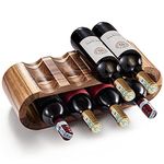 Wooden Wine Racks Countertop, 2 Tier 8 Bottle Wine Rack, Acacia Wine Bottle Holder Stand, Free Standing Wood Wine Storage, Display for Home Décor Wine Gifts Tabletop Cabinet Bar, No Need Assembly