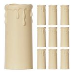 10 Pack - Cream Candle Drip Sleeve Tubes for Light Fittings | Diameter 34mm x Height 80mm | High Quality Thermoplastic | Molten Wax Vintage Effect | Fits Most Lampholders