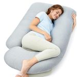 momcozy Pregnancy Pillows with Cooling Cover, U-Shaped Full Body Maternity Pillow for Side Sleepers 57 Inch - Support for Back, Hip, Belly, Legs for Pregnant Women