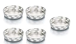 SAGER® Stainless steel round bread basket/Roti, Chapati, Naan Tokri/Fruit Bowl - 17 cm dia, Set of 5