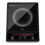 Preethi Indicook IC123 Induction Cooktop, 1600-Watt Electric Stove with Soft Touch Buttons and Crystal Glass (Black)