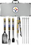 NFL Siskiyou Sports Fan Shop Pittsburgh Steelers Steel Tailgater BBQ Set w/Case 8 Piece Gray