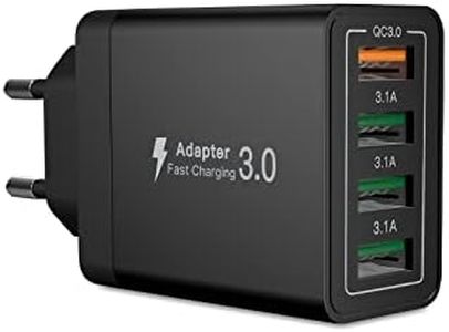 Caricatore USB, 4 Porte Caricatore USB da Muro 40W QC 3.0 Carica Rapida Caricabatterie USB Multiplo Alimentatore Presa USB per Samsung Galaxy S21 S20 A71 A51,iPhone 15 14 13 12 11 X, Xiaomi, Huawei