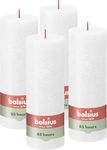 Bolsius Rustic Pillar Candle - White - Pack of 4 - Long Burning Time of 85 Hours - Household Candle - Interior Decoration - Unscented - Natural Vegan Wax - No Palm Oil - 19 x 7 cm