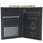 Polare Luxury RFID Blocking Leather Passport Holder Travel Wallet for Men and Women (Black)