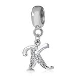 Letter Charm 925 Sterling Silver Beads Alphabet Charms K Charm Anniversary Charm Words Charm fits Pandora Charms Bracelet (K)