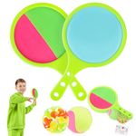 Toss Catch Ball Toy Set: Outdoor Games for Kids with 2 Paddles 2 Balls Outside Toys Beach Backyard Family Pool Games Activities for Ages 3-12 (Green)